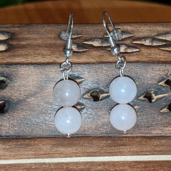 Rose Quartz set, beautiful Bracelet and sterling silver 925 stamped earrings - Picture 2 of 3